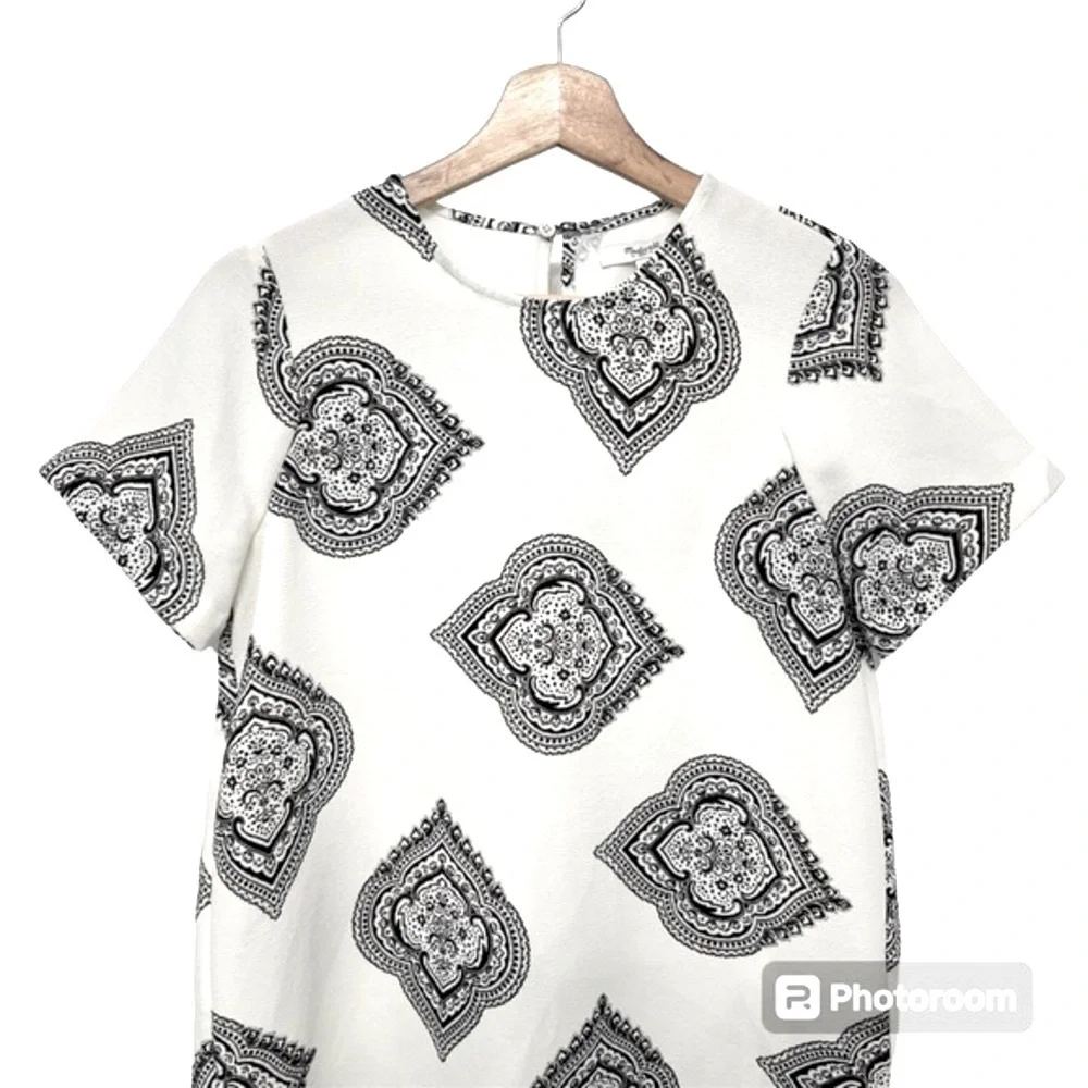 Madewell Tailored Tee Blouse in Estate Paisley Black Ivory Womens Size XS - Picture 4 of 9